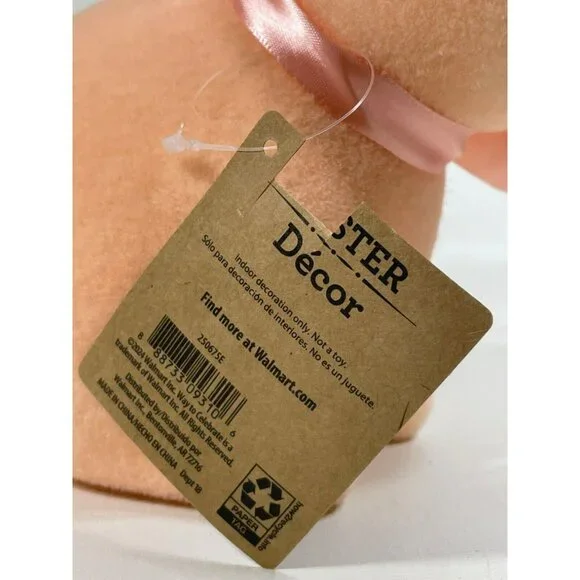 Way To Celebrate Easter Flocked Peach Bunny 9" Lightweight Decor - Picture 9 of 9